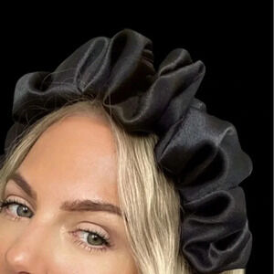 Black Satin  extra large scrunchie headband
